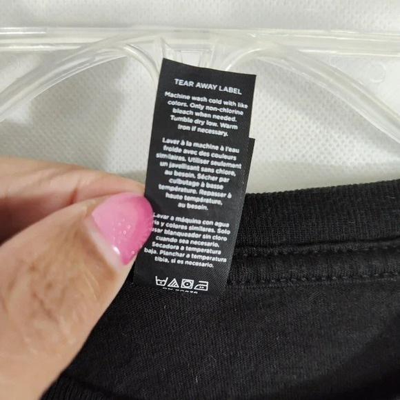 District Black Cross T-Shirt Shirt Bleach Spatter Women Size L Short Sleeve - Picture 5 of 7